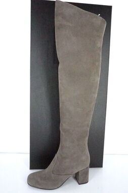 Saint Laurent Grey Suede Babies Over the Knee Boots Size 35 OTK NIB